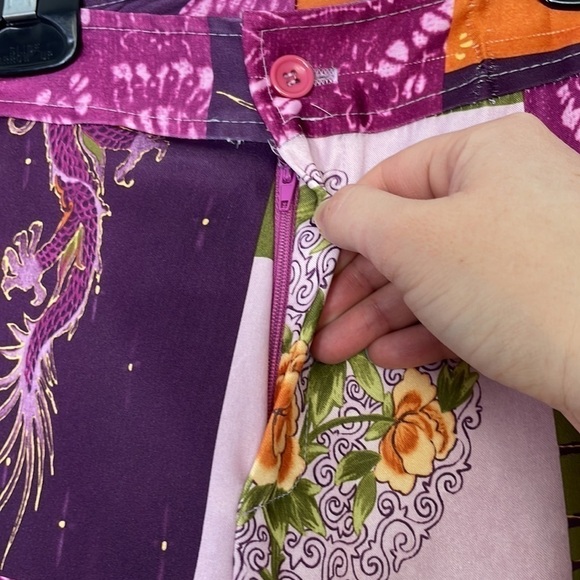 𝅺vintage made in USA patchwork oriental high waisted pants - Picture 5 of 10